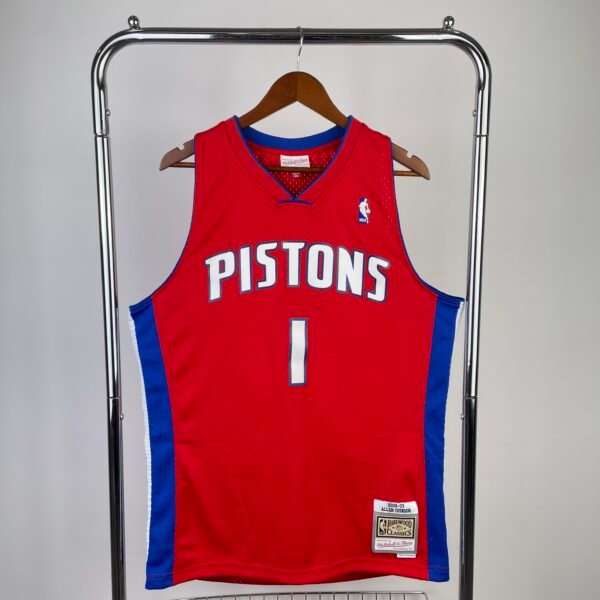 Pistons No. 1 Allen Iverson red