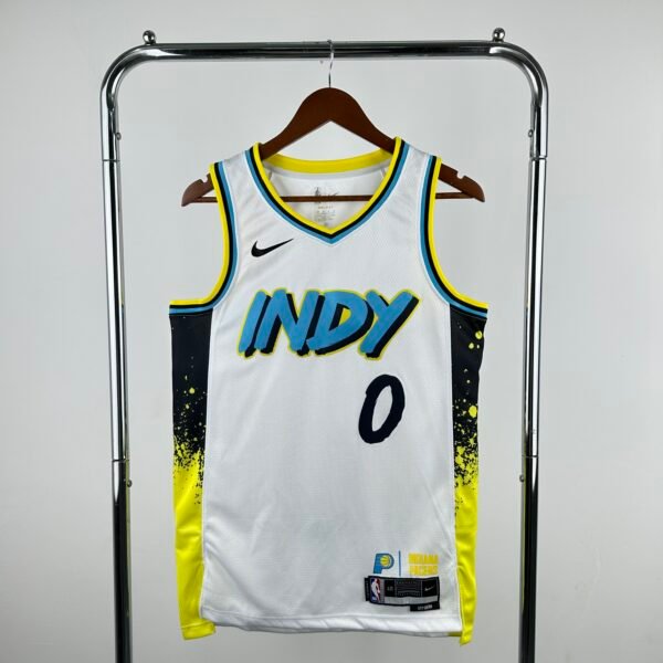 Pacers No. 0 Tyrese-Haliburton White